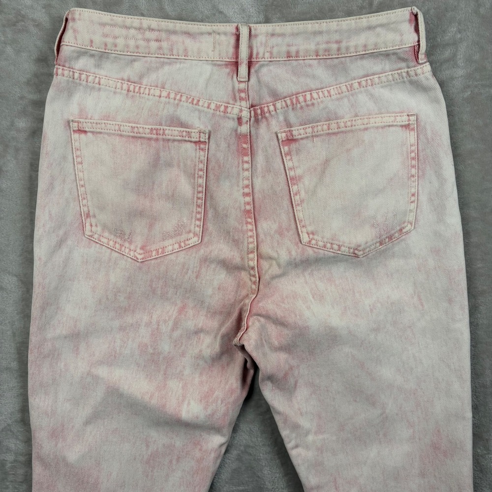 PacSun Mom Jeans Sz 29 Pink Distressed Straight Leg Acid Wash Cotton Edgy Summer - Picture 8 of 15